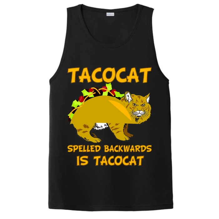 Tacocat Spelled Backwards Funny Cat Performance Tank