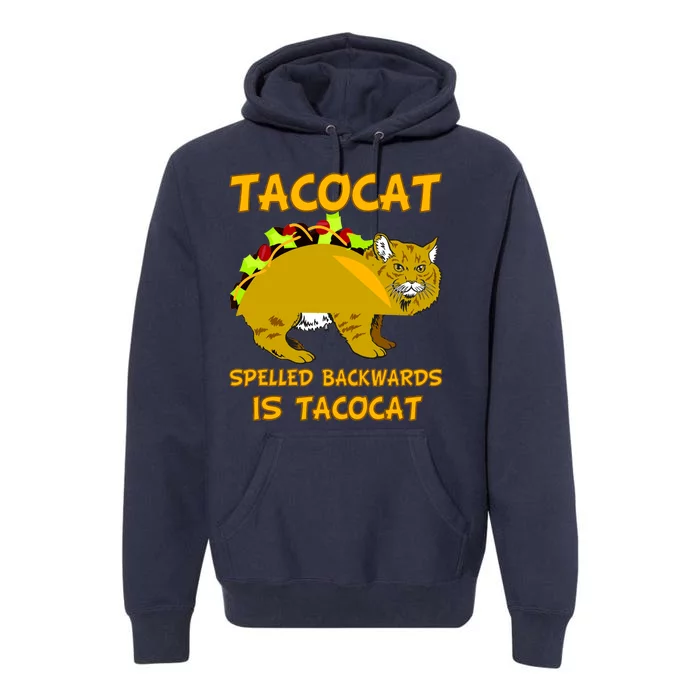 Tacocat Spelled Backwards Funny Cat Premium Hoodie