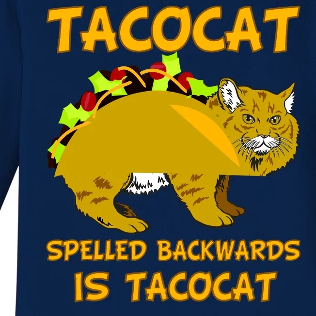 Tacocat Spelled Backwards Funny Cat Baby Long Sleeve Bodysuit