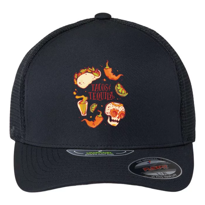 Tacos & Tequila Mexican Flexfit Unipanel Trucker Cap