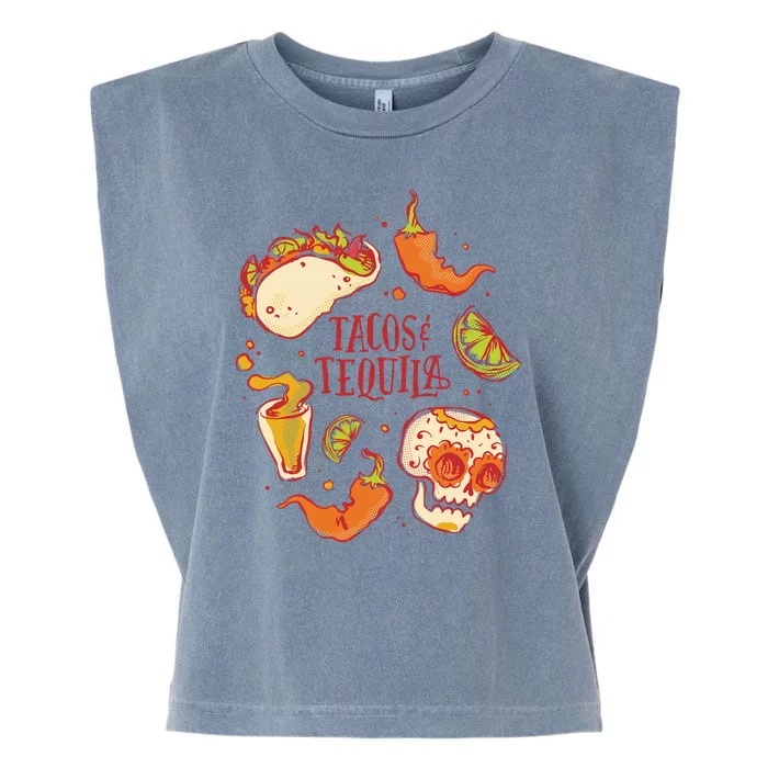 Tacos & Tequila Mexican Garment-Dyed Women's Muscle Tee