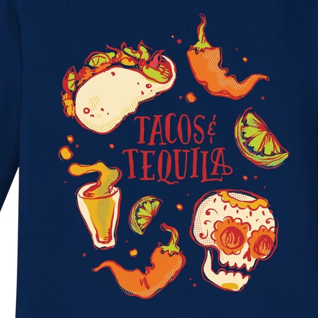 Tacos & Tequila Mexican Baby Long Sleeve Bodysuit