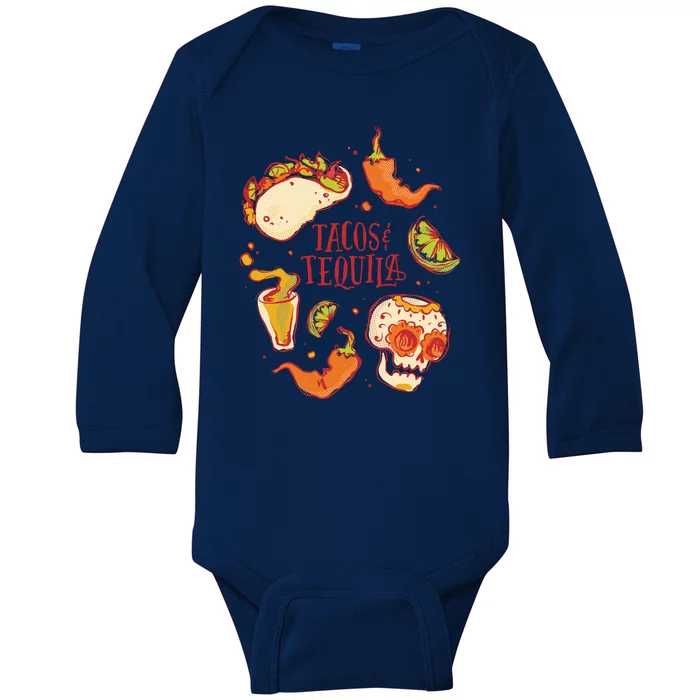 Tacos & Tequila Mexican Baby Long Sleeve Bodysuit