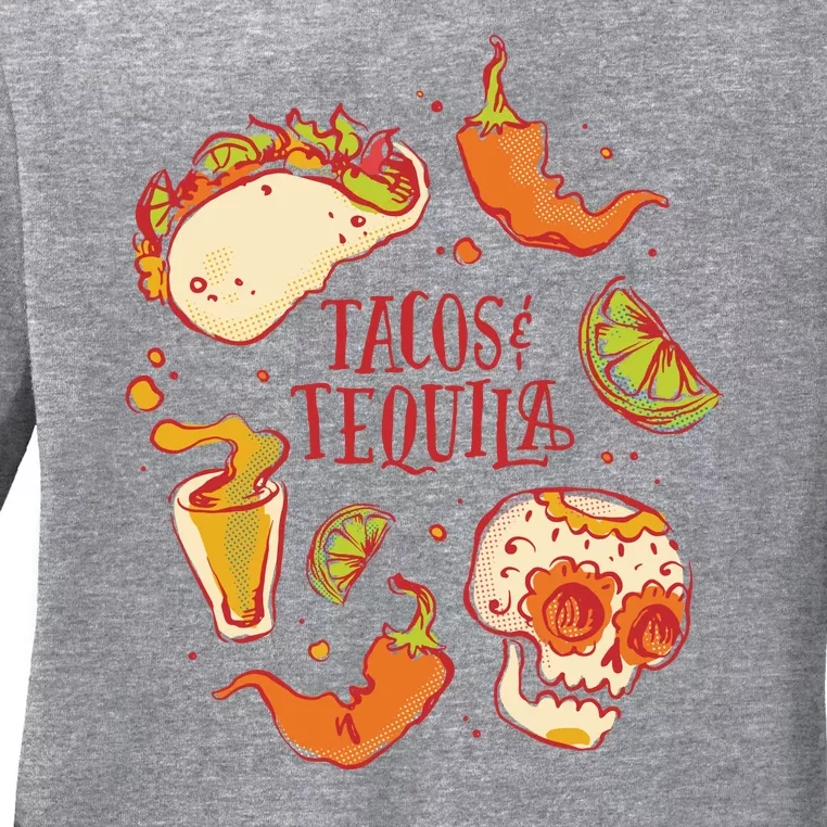 Tacos & Tequila Mexican Ladies Long Sleeve Shirt