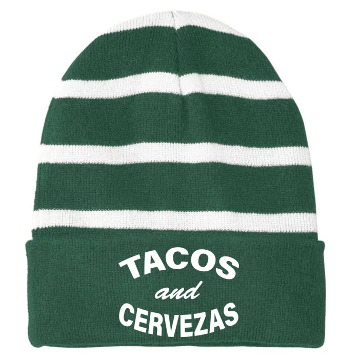 Tacos And Cervezas Striped Beanie with Solid Band