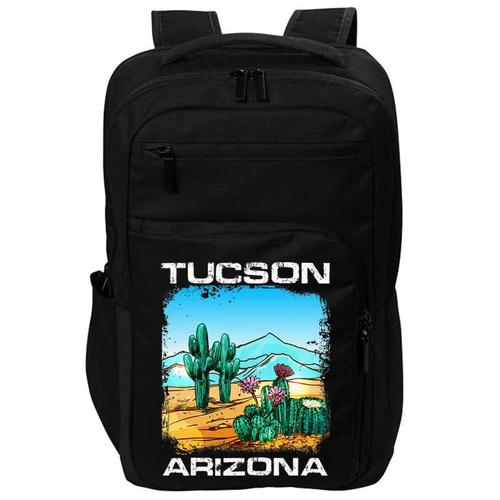 Tucson Arizona Desert Retro Cactus Impact Tech Backpack