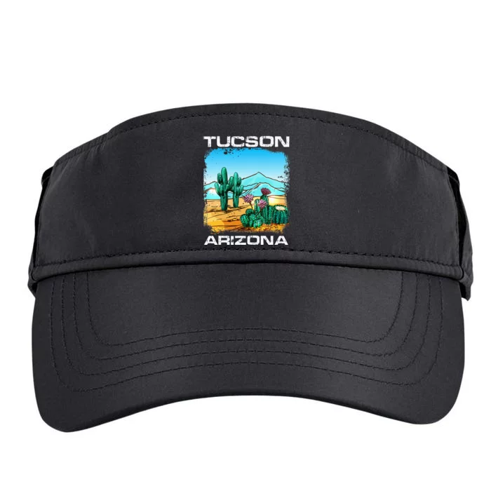 Tucson Arizona Desert Retro Cactus Adult Drive Performance Visor