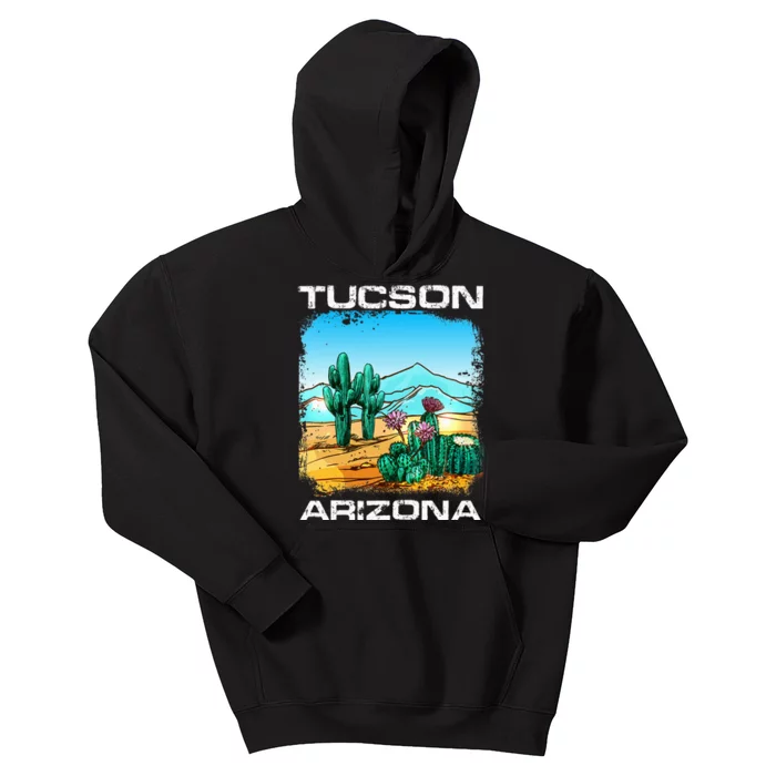 Tucson Arizona Desert Retro Cactus Kids Hoodie