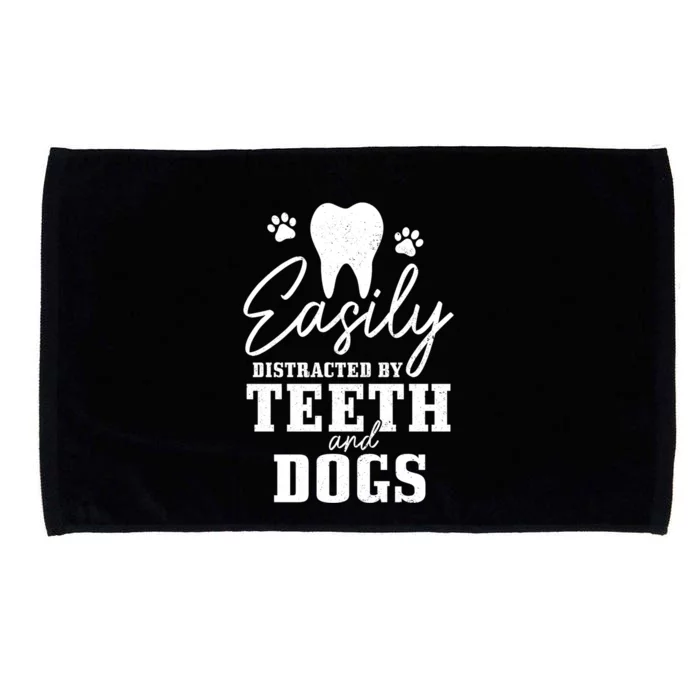 Teeth And Dogs Dentist Dental Student Assistant Hygienist Gift Microfiber Hand Towel