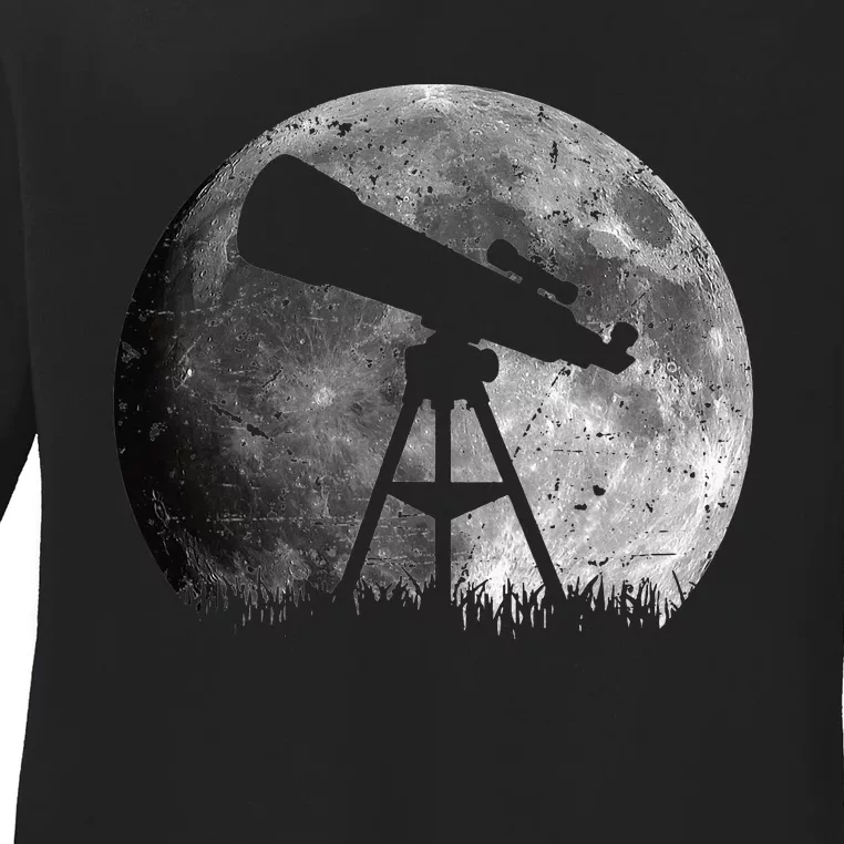 Telescope Astronomy Design For Space Fans Ladies Long Sleeve Shirt