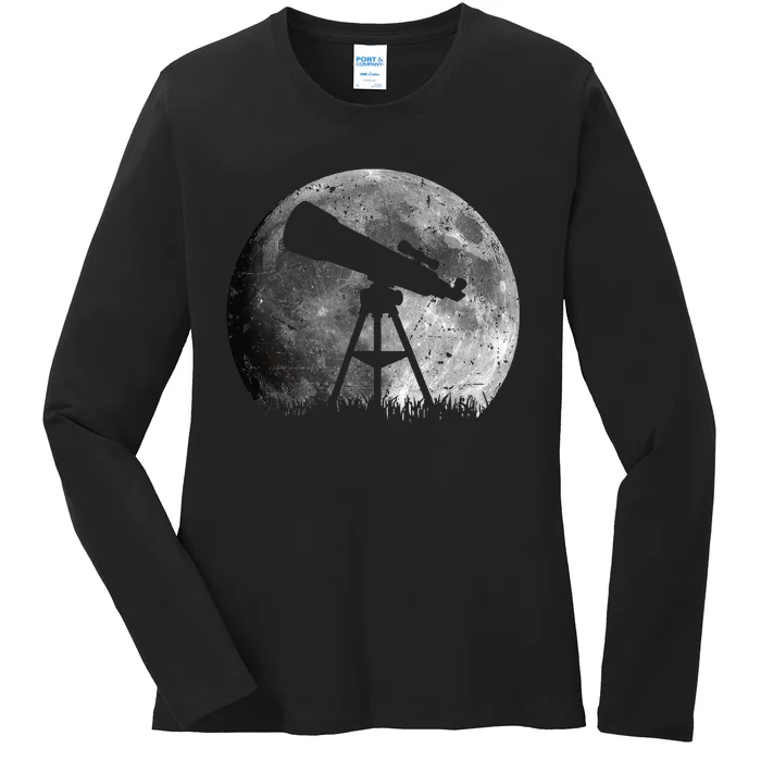 Telescope Astronomy Design For Space Fans Ladies Long Sleeve Shirt