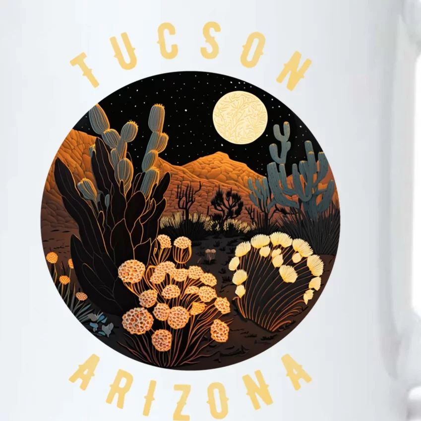 Tucson Arizona Desert At Night Painting Gift Black Color Changing Mug