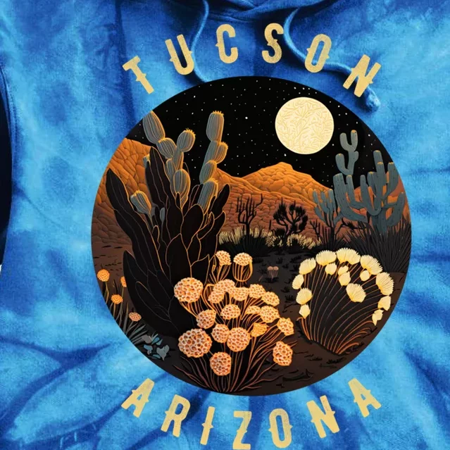 Tucson Arizona Desert At Night Painting Gift Tie Dye Hoodie