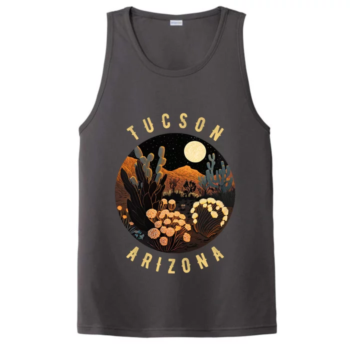 Tucson Arizona Desert At Night Painting Gift Performance Tank