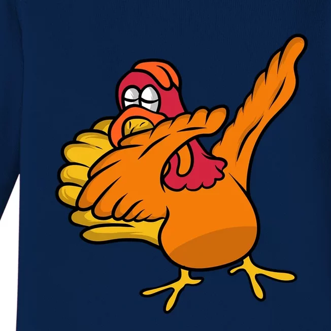 Thanksgiving And Dabbing Turkey Great Gift Baby Long Sleeve Bodysuit