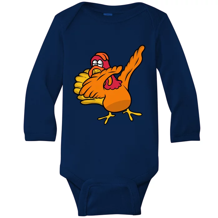 Thanksgiving And Dabbing Turkey Great Gift Baby Long Sleeve Bodysuit