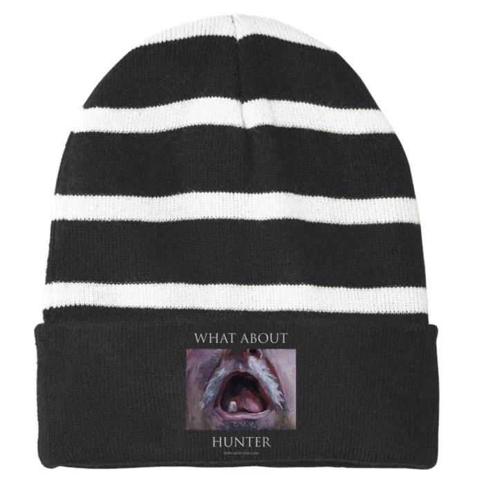 Troll Artist Dot Com What About Hunter Striped Beanie with Solid Band