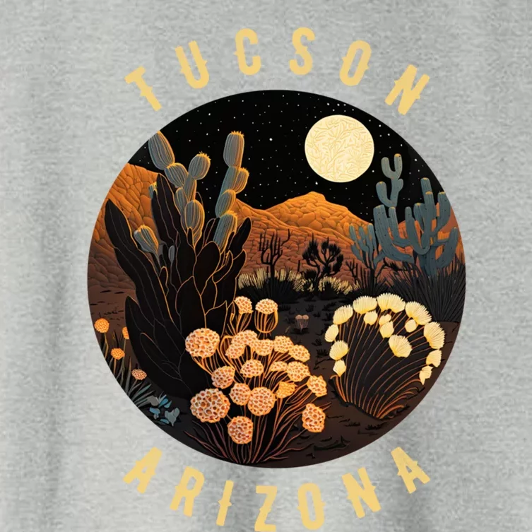 Tucson Arizona Desert At Night Painting Gift Women's Crop Top Tee