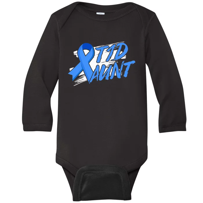 T1d Aunt Diabetic Type 1 Diabetes Awareness Kids Gift Baby Long Sleeve Bodysuit