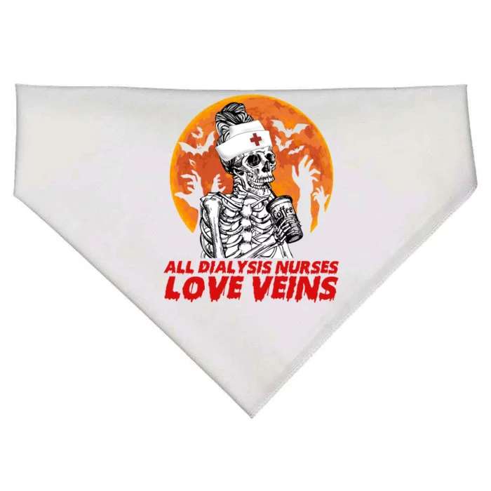 Th All Dialysis Nurses Love Veins Gift Halloween Skeleton Great Gift USA-Made Doggie Bandana