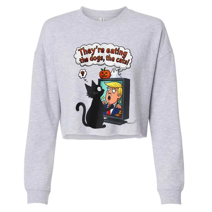 They Are Eating The Dogs The Cats Quote Cropped Pullover Crew