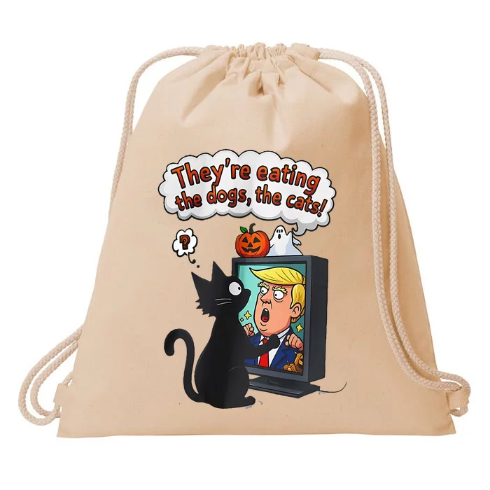 They Are Eating The Dogs The Cats Quote Drawstring Bag