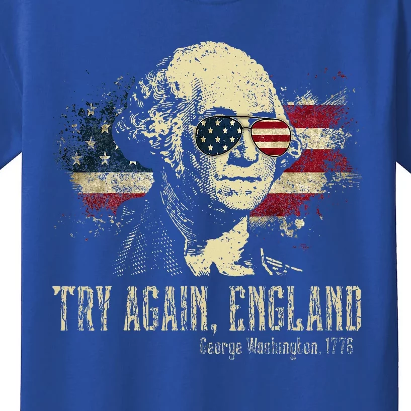 Try Again England George Washington 1776 Usa Kids T-Shirt