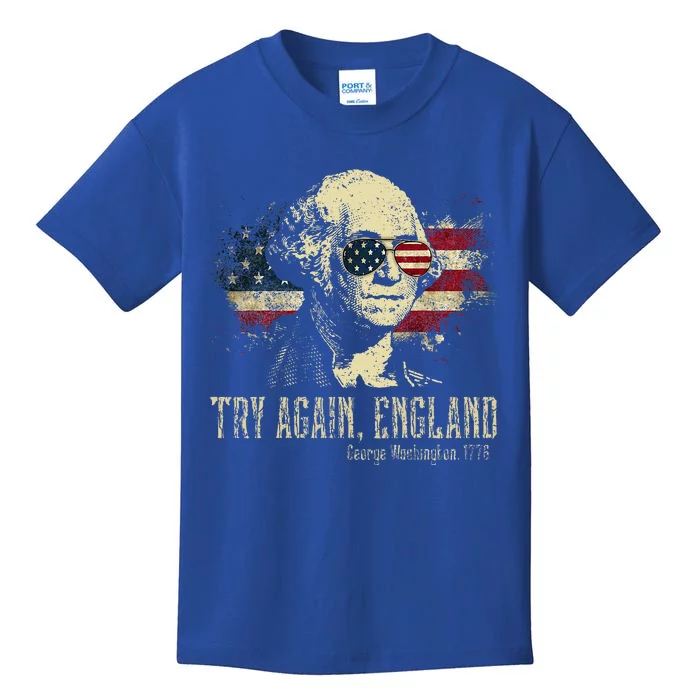 Try Again England George Washington 1776 Usa Kids T-Shirt