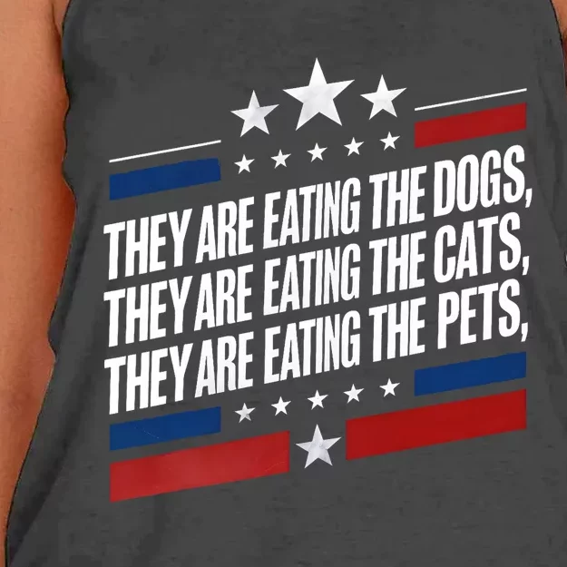 They Are Eating The Dogs The Cats The Pets Funny Trump Women's Knotted Racerback Tank