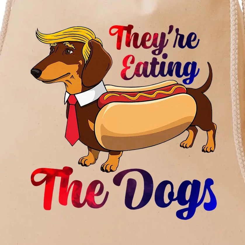 They Are Eating The Dogs Meme Dachshund Donald Trump Debate Drawstring Bag