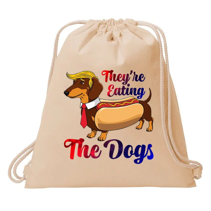 They Are Eating The Dogs Meme Dachshund Donald Trump Debate Drawstring Bag