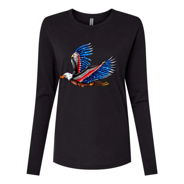 Tattoo American Eagle Womens Cotton Relaxed Long Sleeve T-Shirt