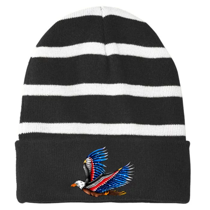 Tattoo American Eagle Striped Beanie with Solid Band