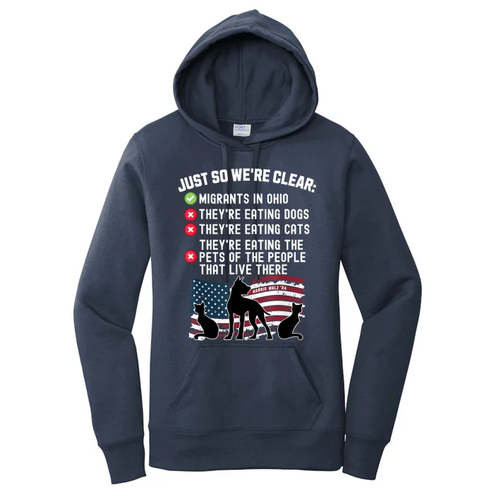 They Are Eating The Pets In Springfield Kamala Harris Walz Women's Pullover Hoodie