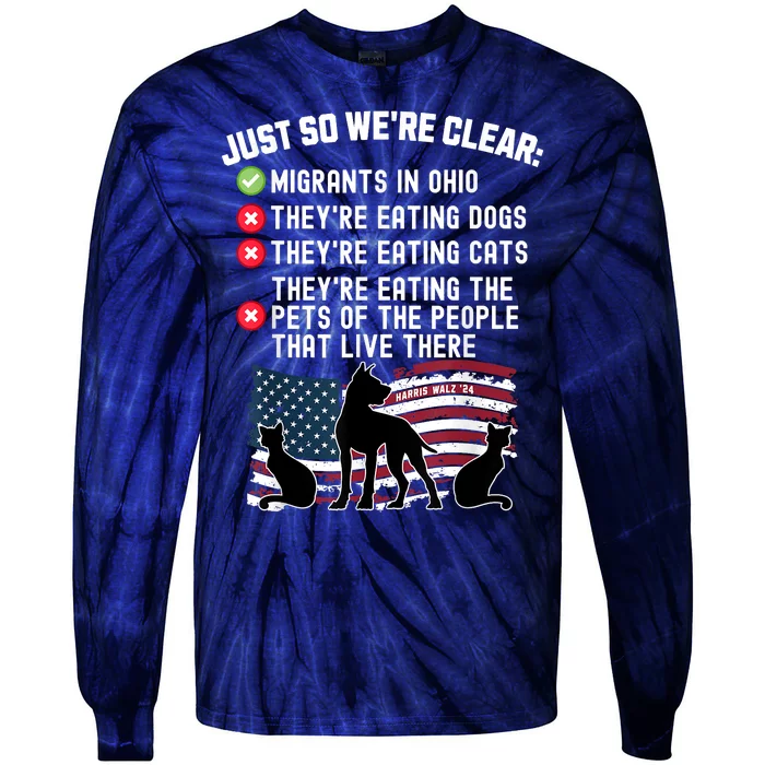 They Are Eating The Pets In Springfield Kamala Harris Walz Tie-Dye Long Sleeve Shirt