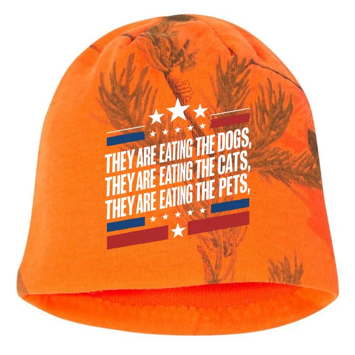 They Are Eating The Dogs The Cats The Pets Funny Trump Kati - Camo Knit Beanie