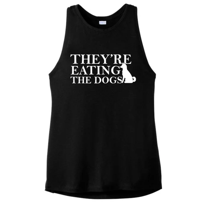 They Are Eating The Dogs They Are Eating The Pets Quote Ladies Tri-Blend Wicking Tank