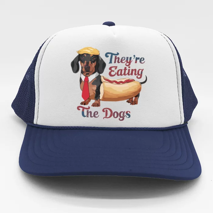 They Are Eating The Dogs Hotdog Donald Trump Trucker Hat