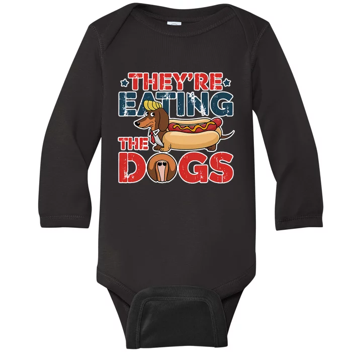 They Are Eating The Dogs Donald Trump Debate 2024 Baby Long Sleeve Bodysuit