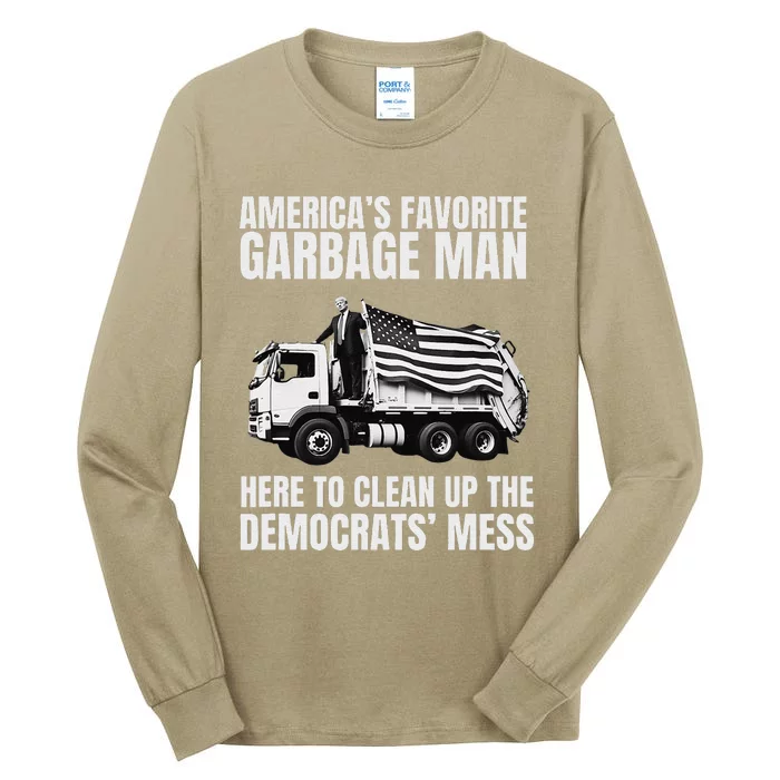 Trump AmericaS Favorite Garbage Man Trash Truck Photo Maga Gift Tall Long Sleeve T-Shirt