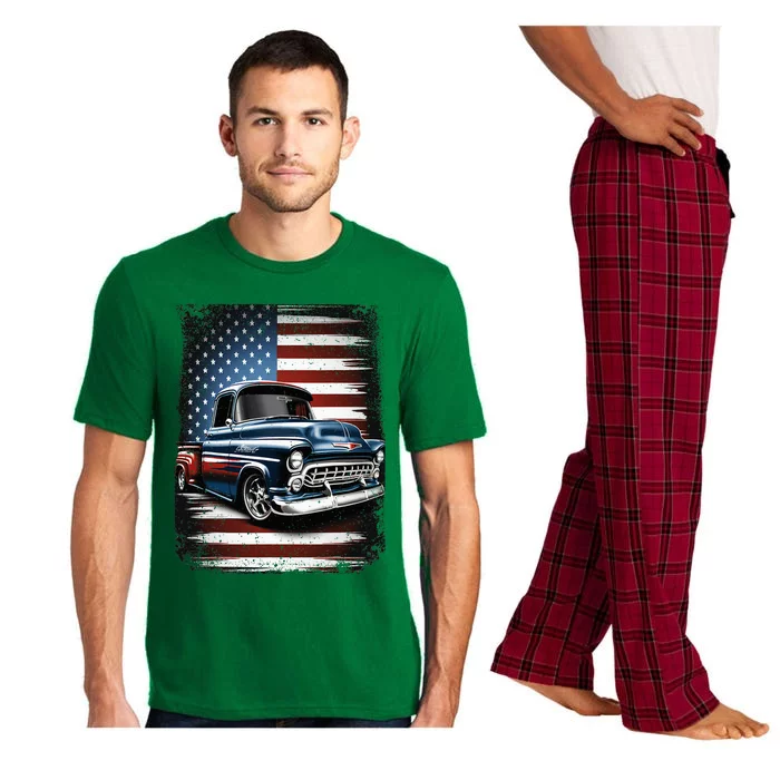 Truck American Flag 4th Of July Patriotic Pajama Set