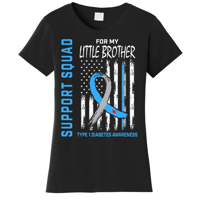 T1d Awareness Flag Little Brother Type 1 Diabetes Matching Women's T-Shirt