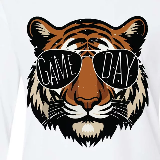 Touchdown American Football Game Day Thanksgiving Tiger Cool Womens Cotton Relaxed Long Sleeve T-Shirt