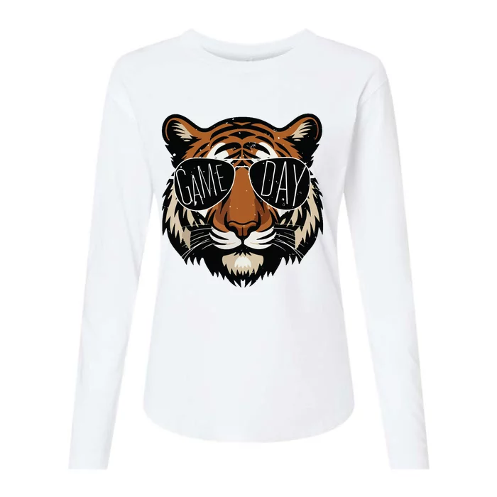 Touchdown American Football Game Day Thanksgiving Tiger Cool Womens Cotton Relaxed Long Sleeve T-Shirt