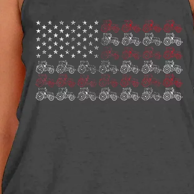 Tractor American Flag Farmer Women's Knotted Racerback Tank