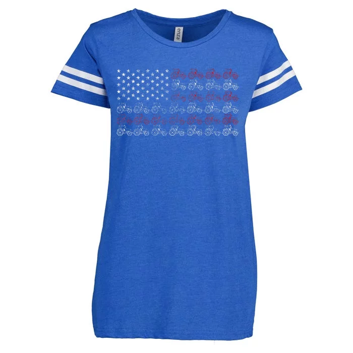 Tractor American Flag Farmer Enza Ladies Jersey Football T-Shirt