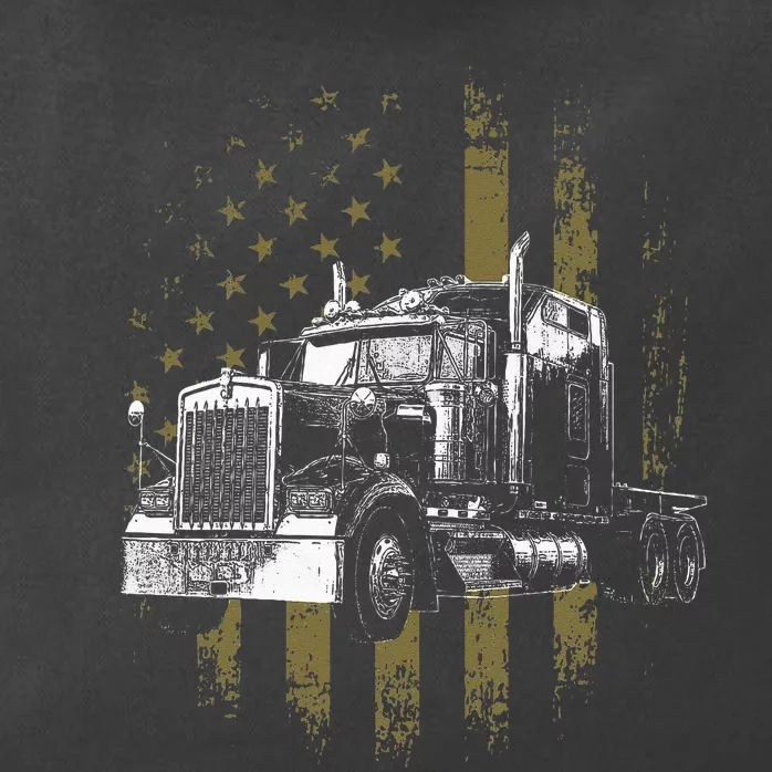 Trucker American Flag Big Rig Semi Trailer Truck Driver Gift Zip Tote Bag