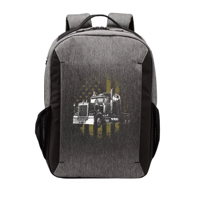 Trucker American Flag Big Rig Semi Trailer Truck Driver Gift Vector Backpack