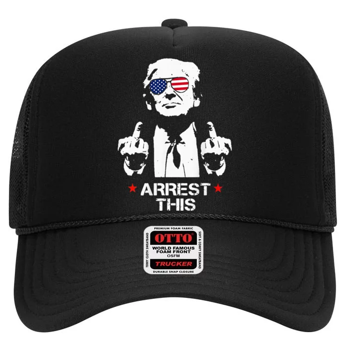 Trump Arrest Funny High Crown Mesh Trucker Hat