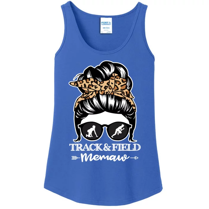 Track And Field Memaw Messy Bun Hair Funny Athlete Memaw Gift Ladies Essential Tank